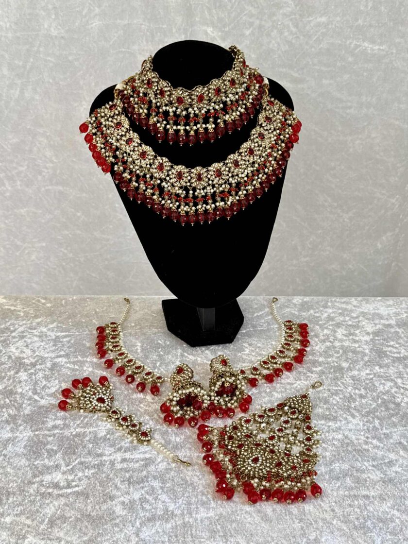 Bridal jewellery goud met rood - Afbeelding 2