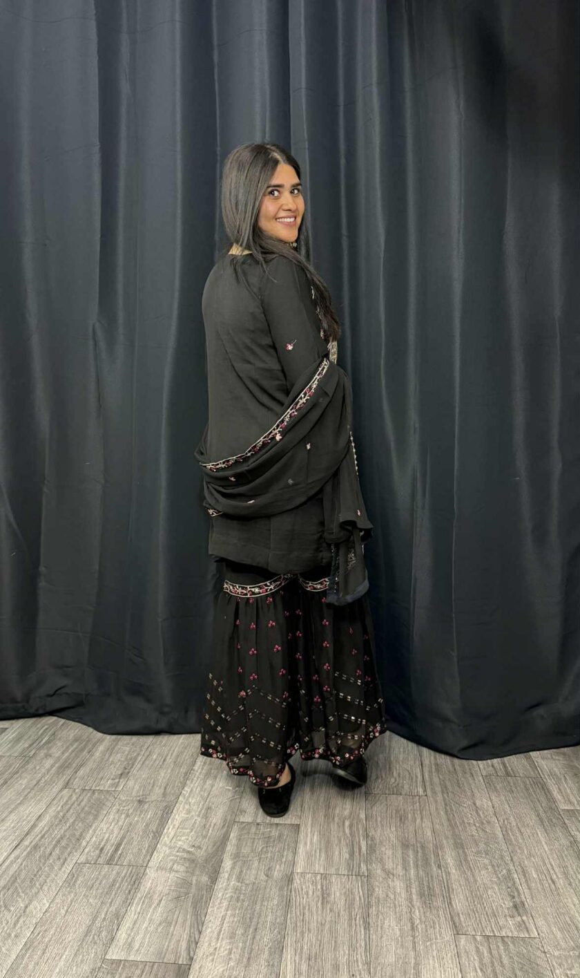 Agha Noor 3 piece gharara zwart - Afbeelding 2