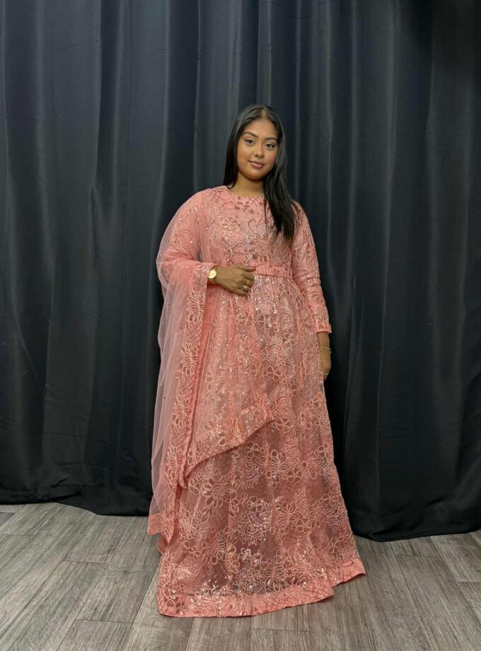 Fancy maxi peach met riem