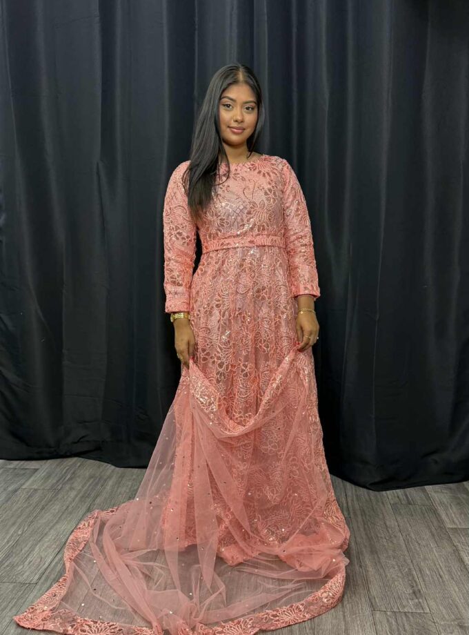 Fancy maxi peach met riem