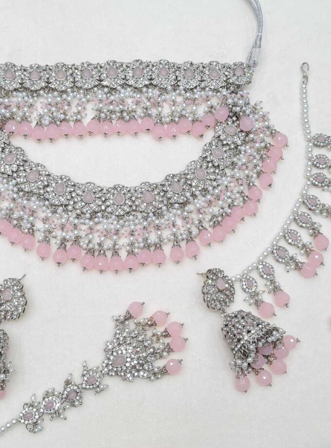 Bridal jewellery zilver met roze