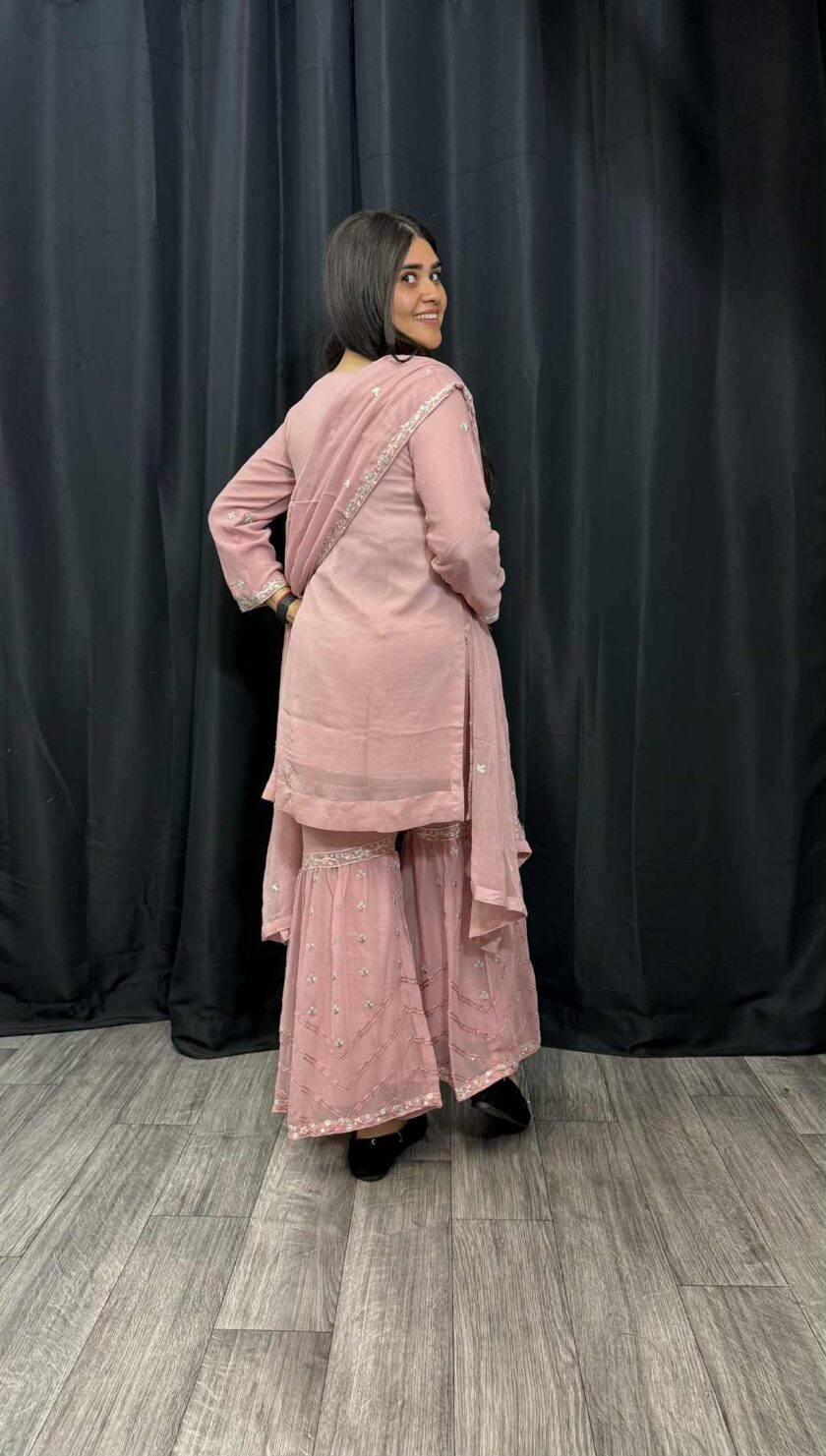 Agha Noor 3 piece gharara roze - Afbeelding 2