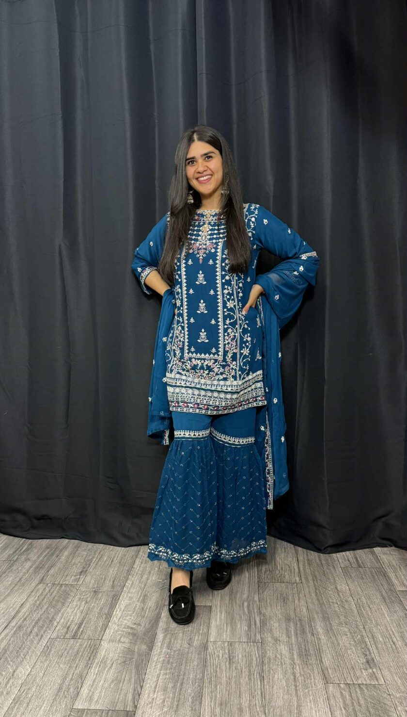 Agha Noor 3 piece gharara zink - Afbeelding 3