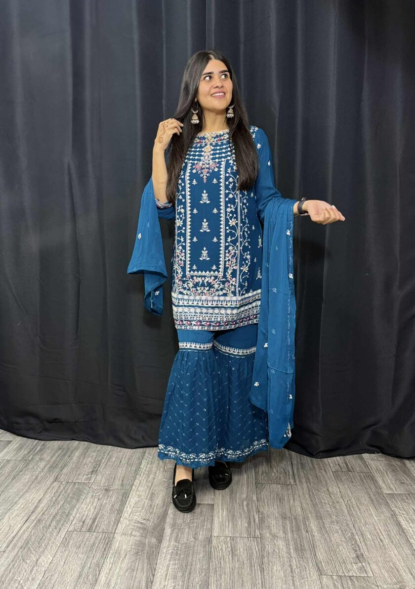Agha Noor 3 piece gharara zink - Afbeelding 4