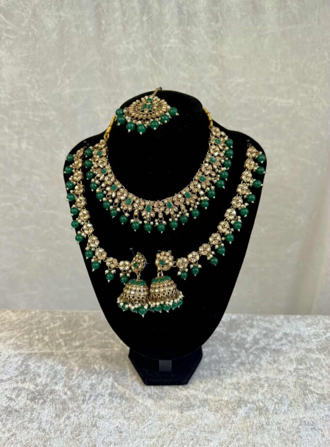 Sieradenset goud met groen 01743