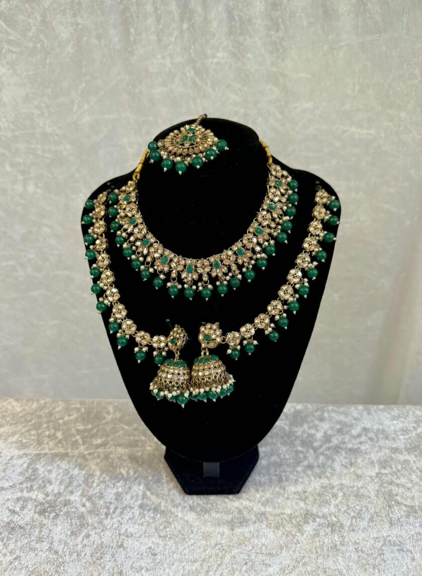 Sieradenset goud met groen 01743