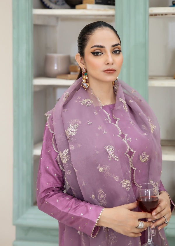 Raw silk pallazo suit paars