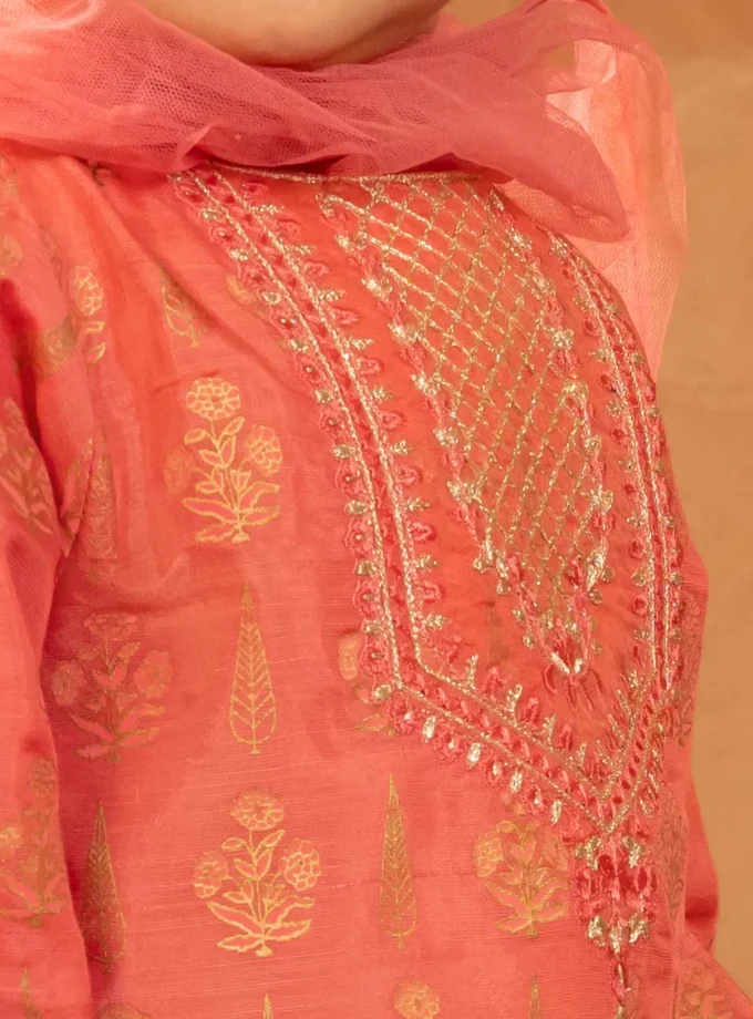 Junaid Jamshed katoenen gharara peach baby