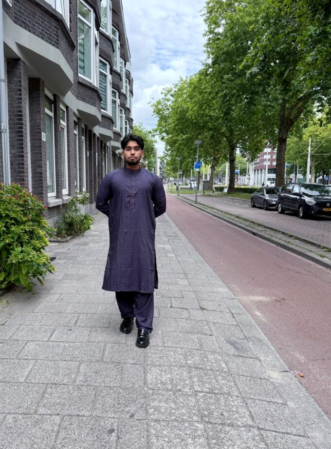 Shalwaar kameez wash and wear auberginepaars