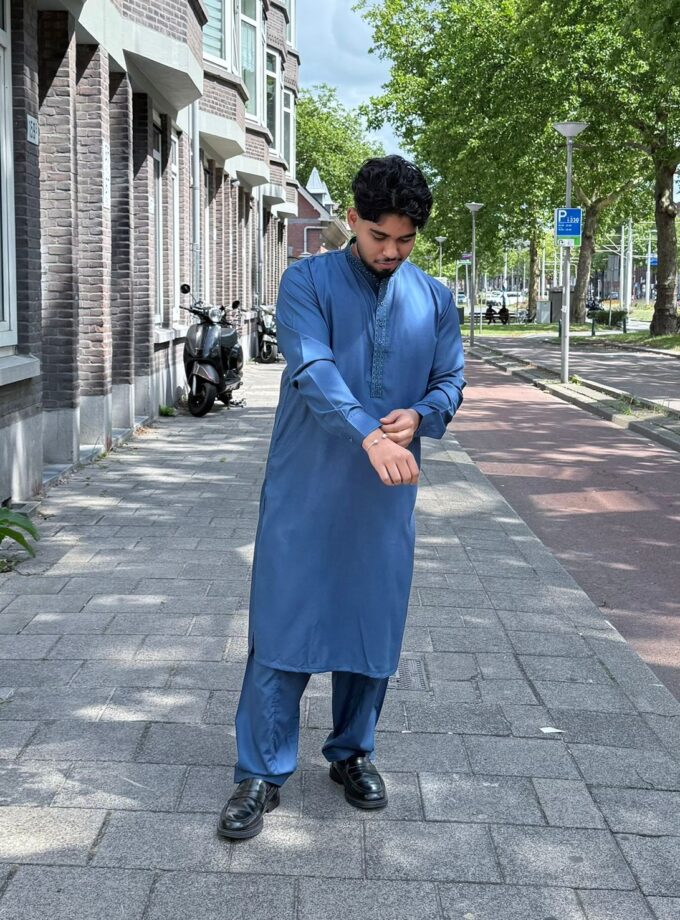 Shalwaar kameez wash and wear blauw