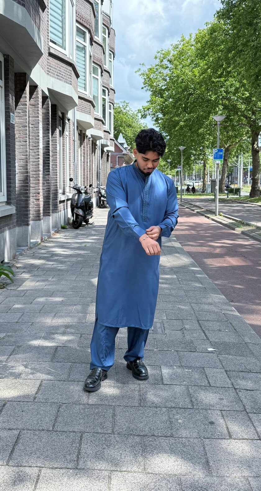 Shalwaar kameez wash and wear blauw - Afbeelding 2