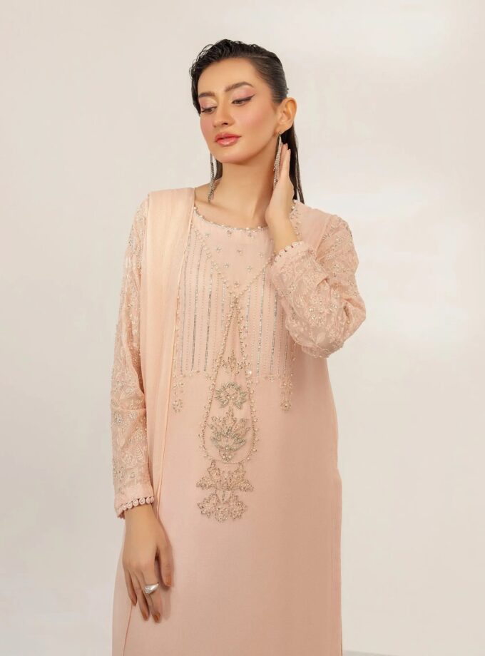 Shaposh chiffon suit elegant pink 11064