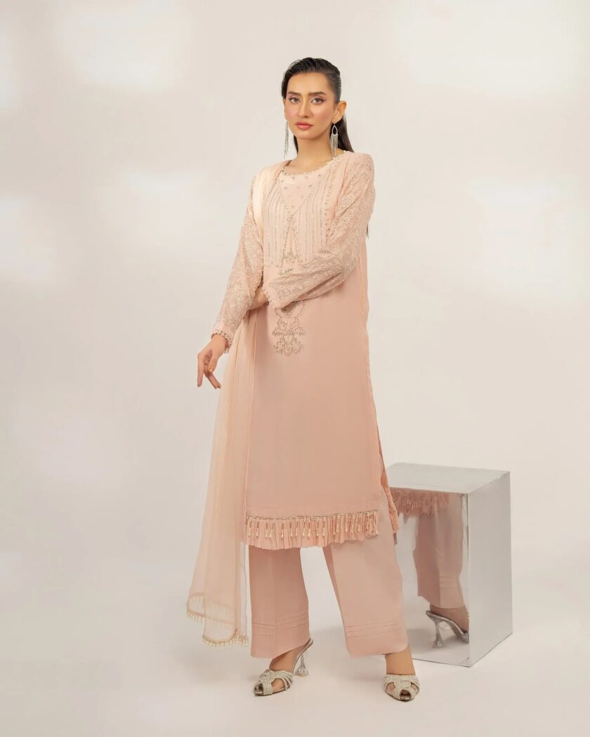 Shaposh chiffon suit elegant pink 11064 - Afbeelding 2