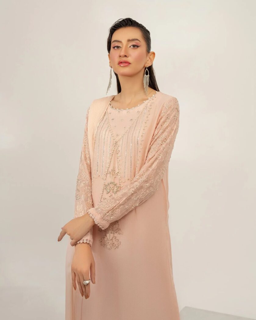 Shaposh chiffon suit elegant pink 11064 - Afbeelding 3