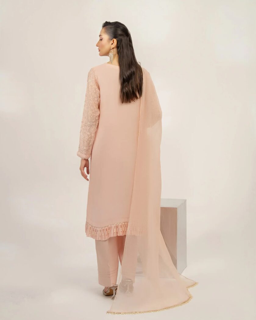 Shaposh chiffon suit elegant pink 11064 - Afbeelding 4