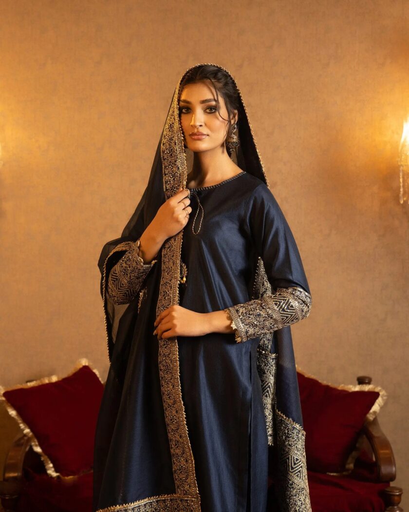Shaposh chamray katan suit zink