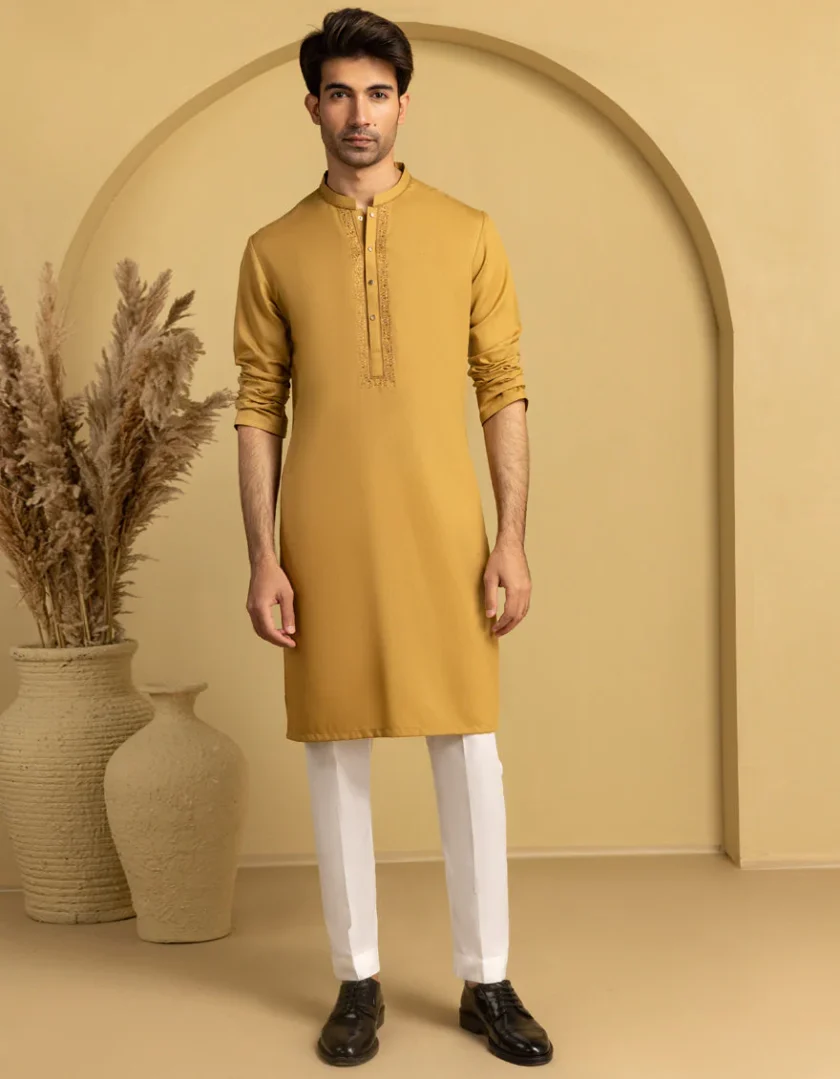 Junaid Jamshed kurta mosterd 11046