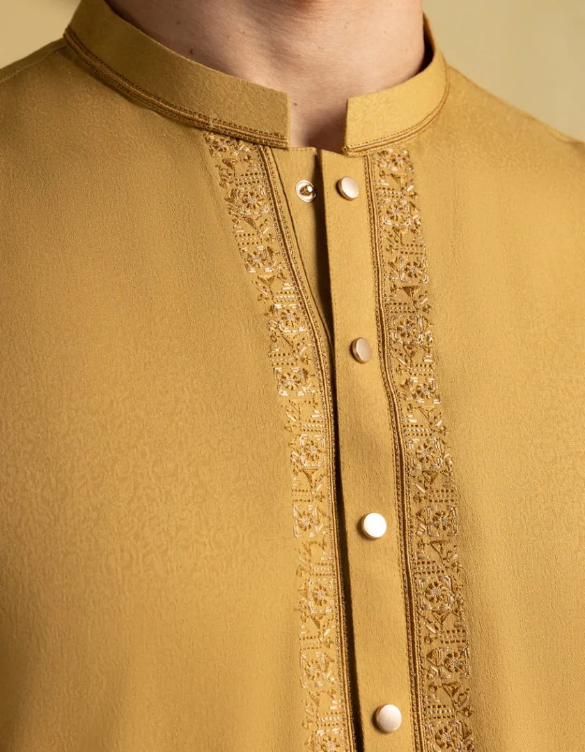 Junaid Jamshed kurta mosterd 11046 - Afbeelding 2
