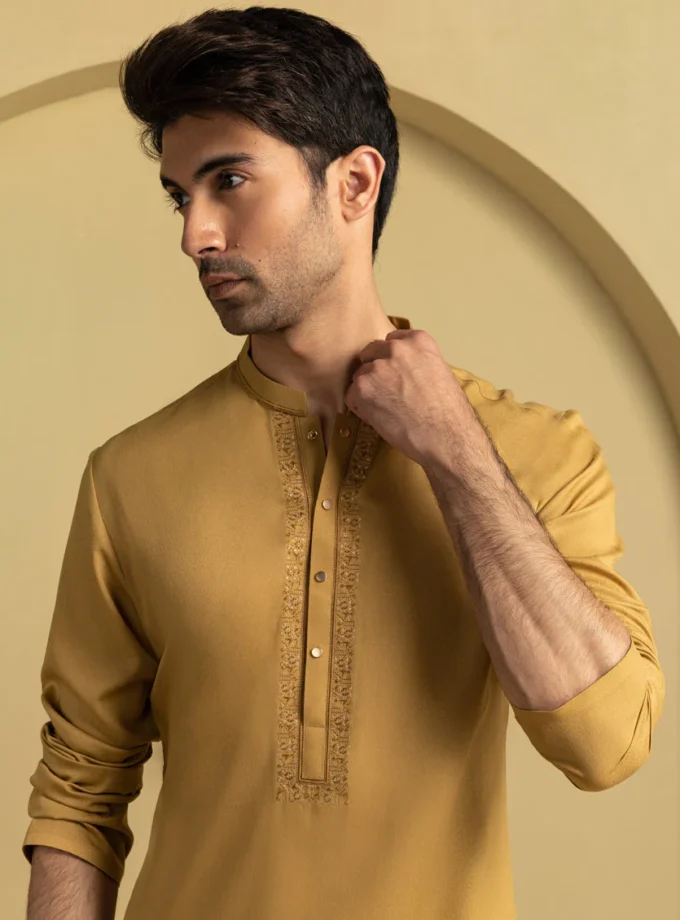 Junaid Jamshed kurta mosterd 11046