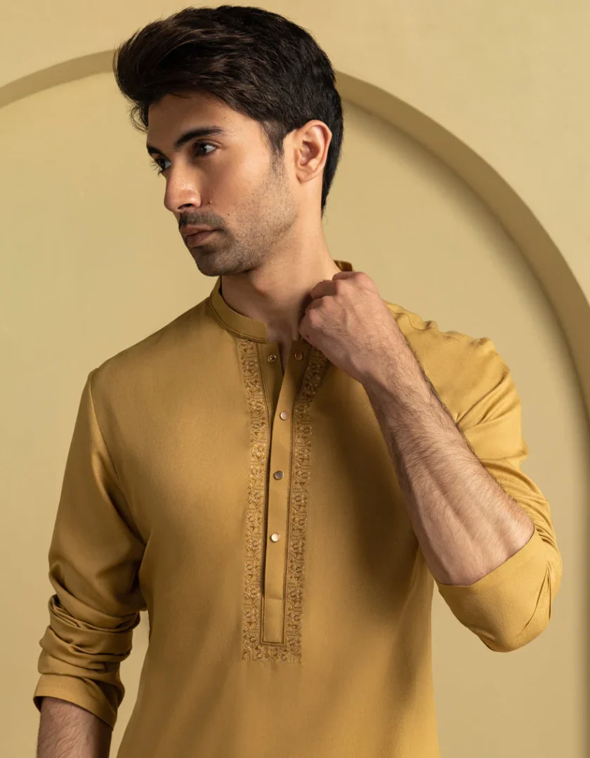 Junaid Jamshed kurta mosterd 11046 - Afbeelding 3