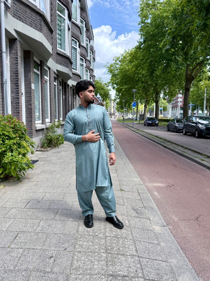 Shalwaar kameez wash and wear groen - Afbeelding 3
