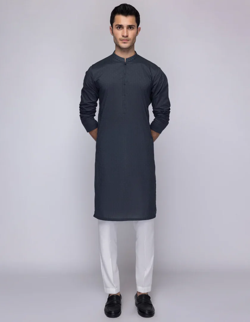 Juniad Jamshed katoenen kurta - Afbeelding 2