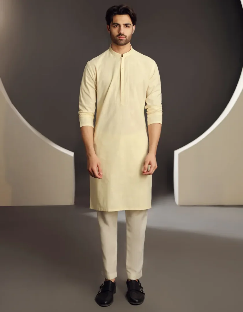 Juniad Jamshed katoenen kurta 11199 - Afbeelding 2