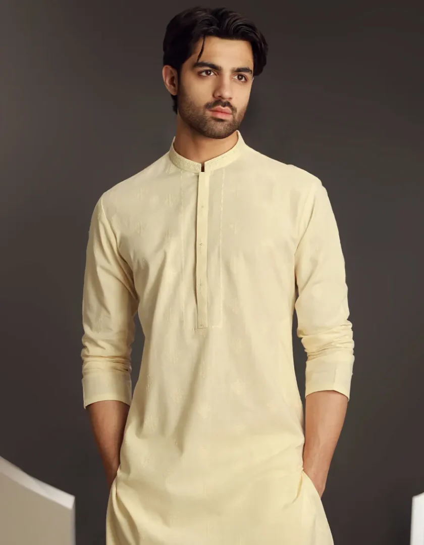 Juniad Jamshed katoenen kurta 11199 - Afbeelding 3