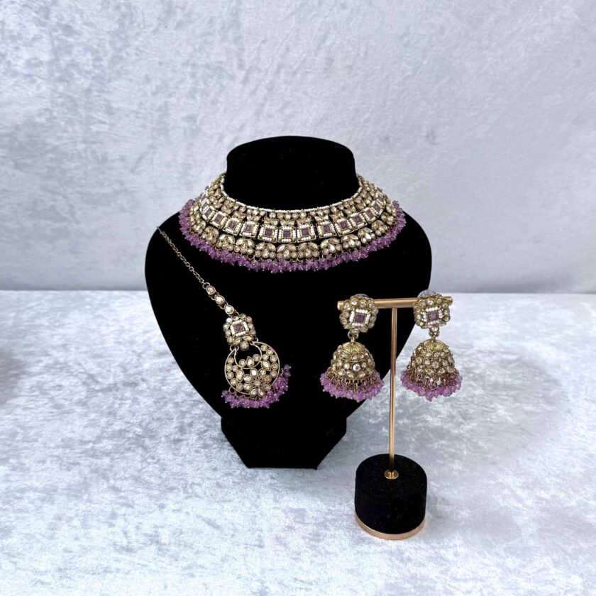 Sieradenset goud met lila 01750