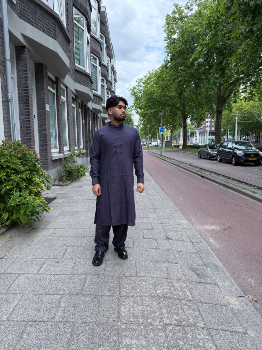 Shalwaar kameez wash and wear auberginepaars - Afbeelding 4