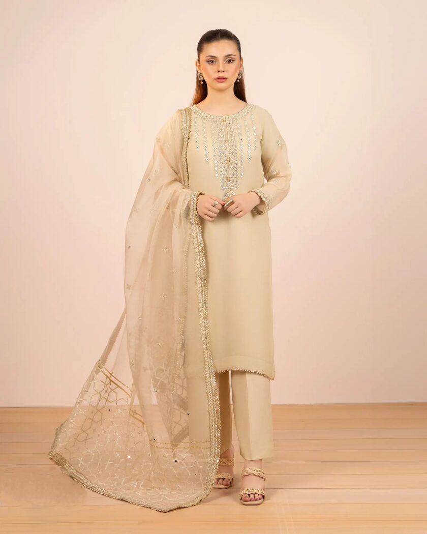 Shaposh chiffon suit creme - Afbeelding 2