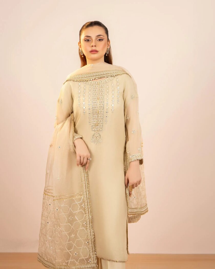 Shaposh chiffon suit creme - Afbeelding 3