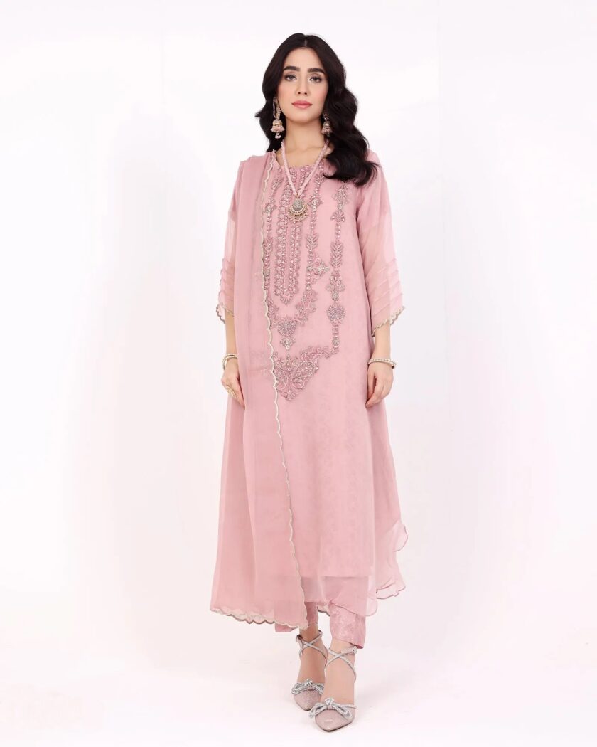 Shaposh chiffon suit tea pink
