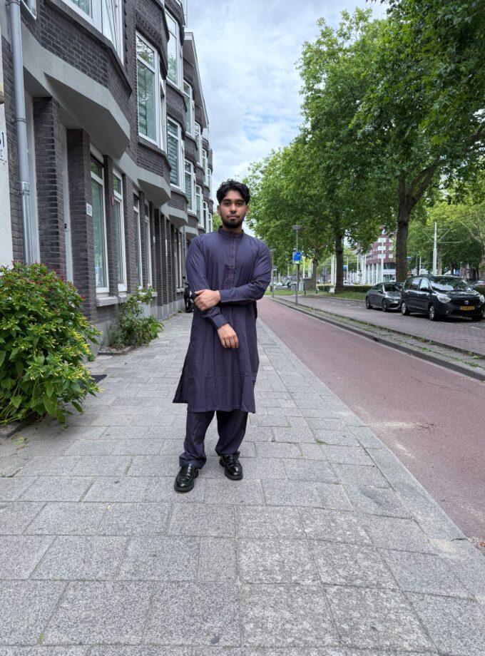 Shalwaar kameez wash and wear auberginepaars