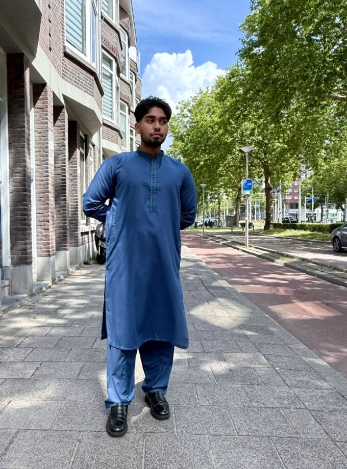 Shalwaar kameez wash and wear blauw