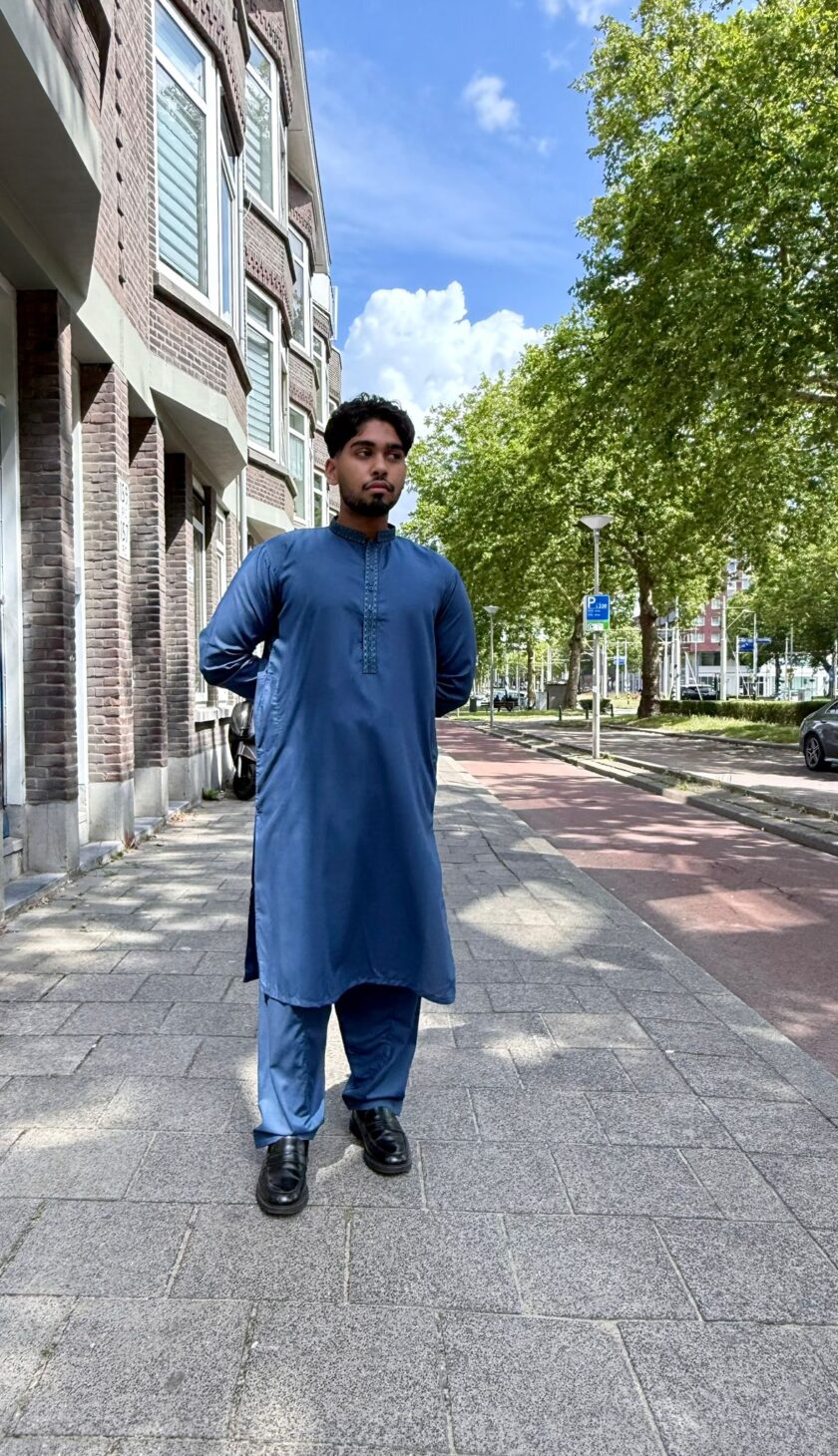 Shalwaar kameez wash and wear blauw - Afbeelding 4