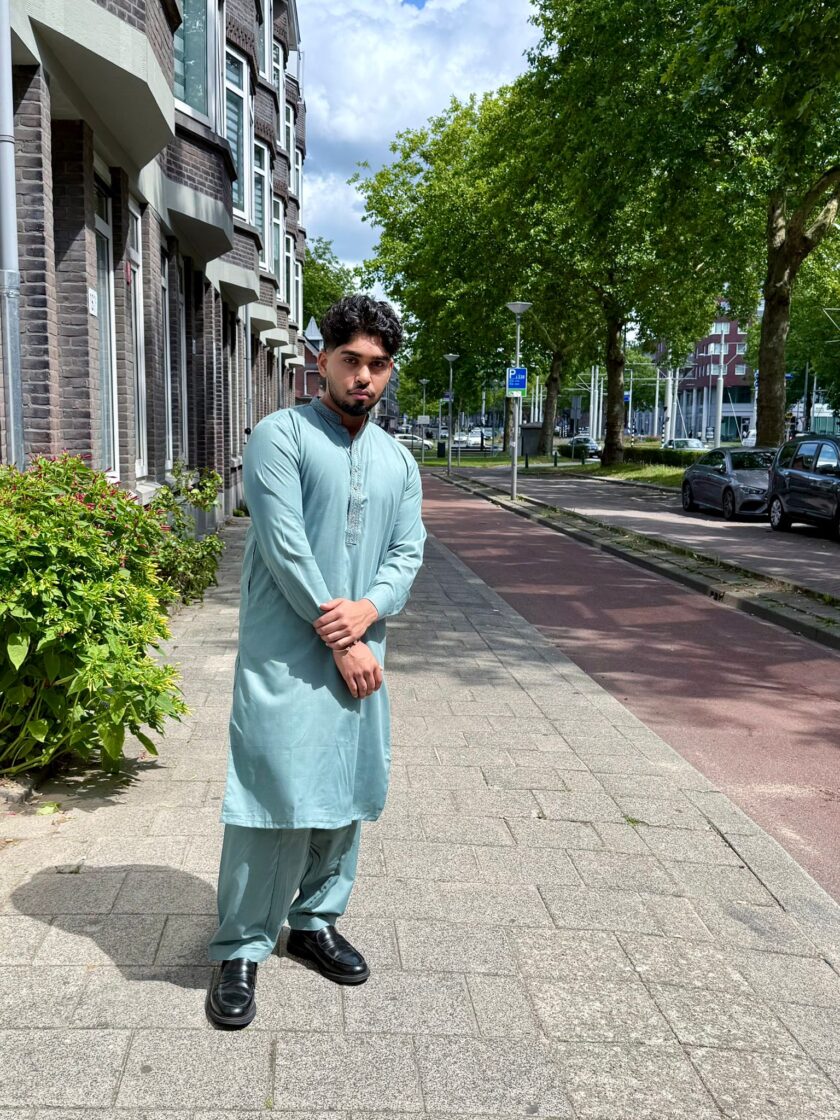 Shalwaar kameez wash and wear groen - Afbeelding 4