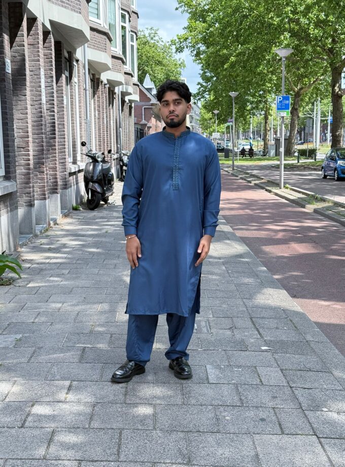 Shalwaar kameez wash and wear blauw