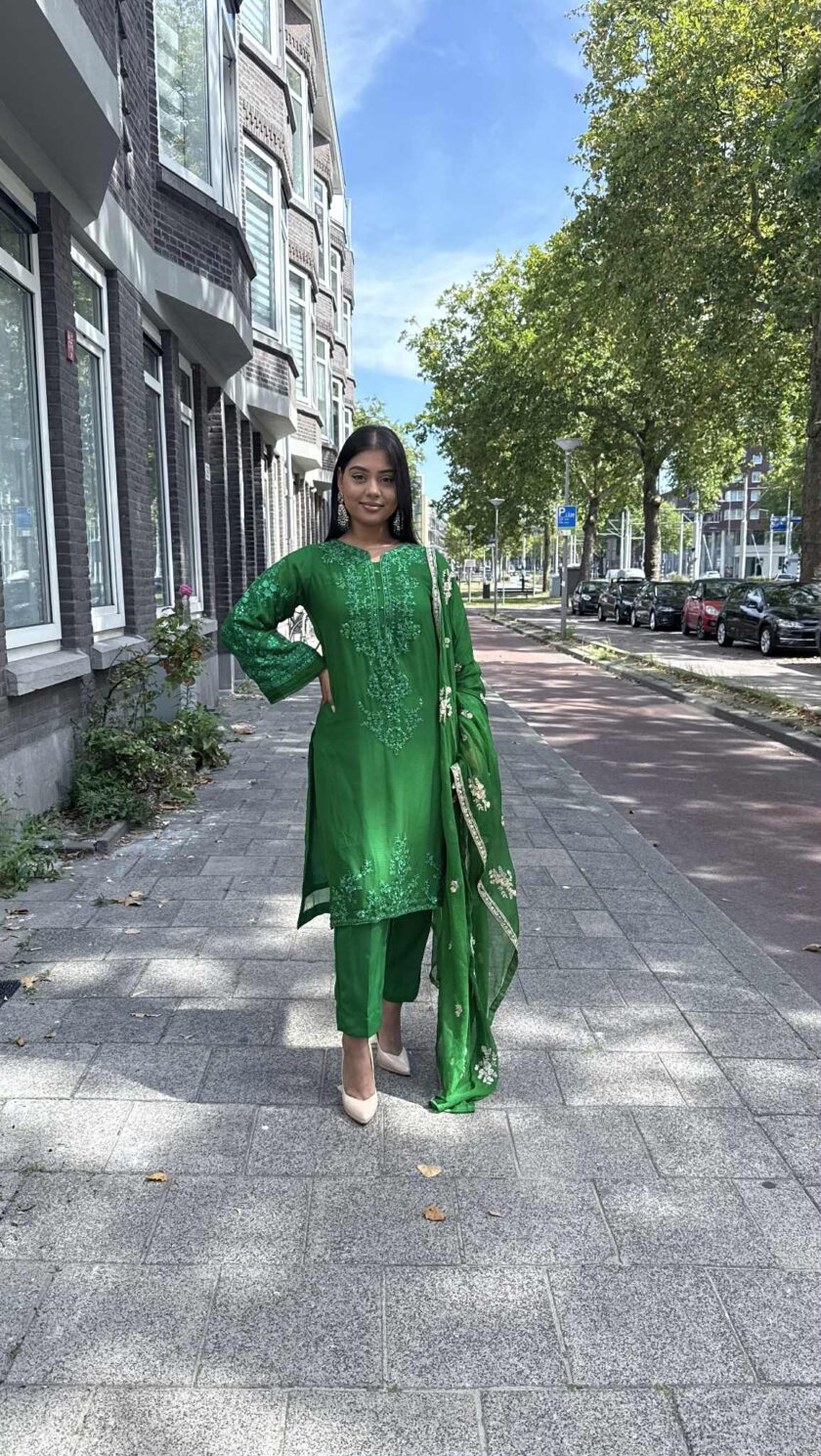 Chiffon suit draadbewerkt 02332 - Afbeelding 3