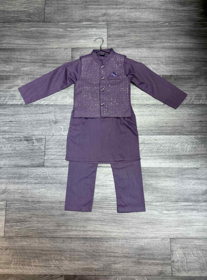 Katoenen shalwaar kameez met waistcoat artikel 11947 maat 116/122