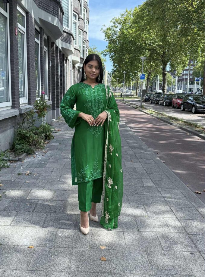 Chiffon suit draadbewerkt 02332 - Large