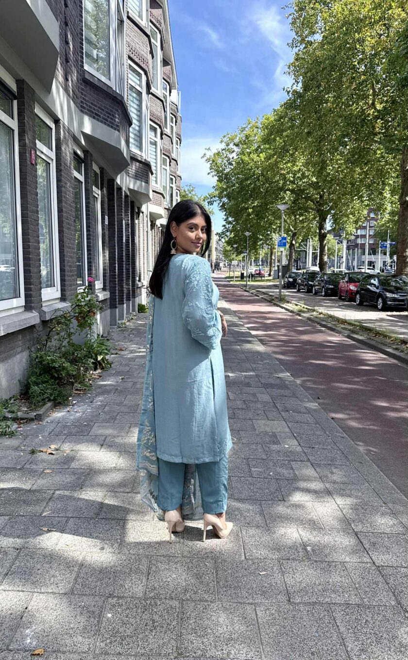 Chiffon suit draadbewerkt 02333 - Afbeelding 2