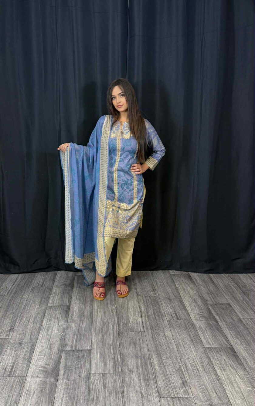Lawn suit met chiffon dupatta artikel 12197