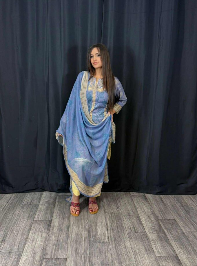 Lawn suit met chiffon dupatta artikel 12197