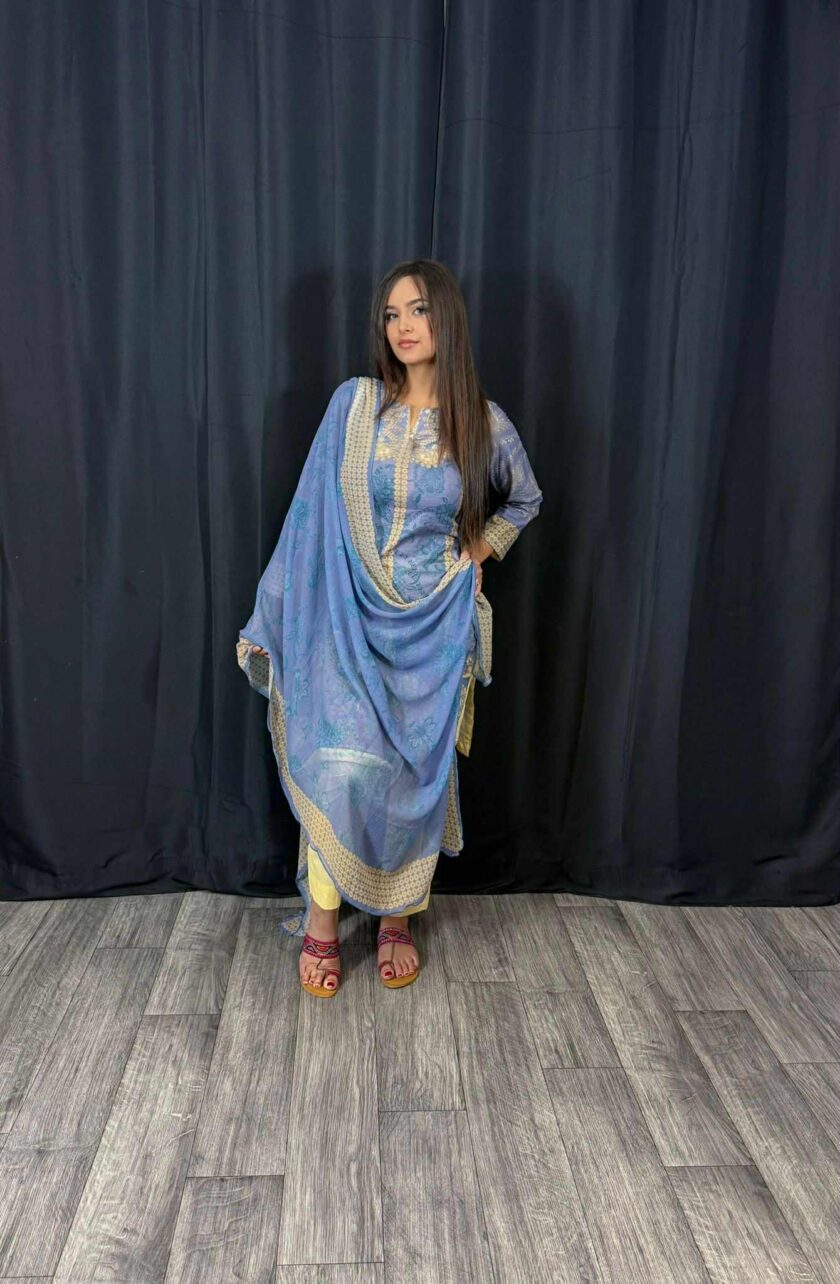Lawn suit met chiffon dupatta artikel 12197 - Afbeelding 3