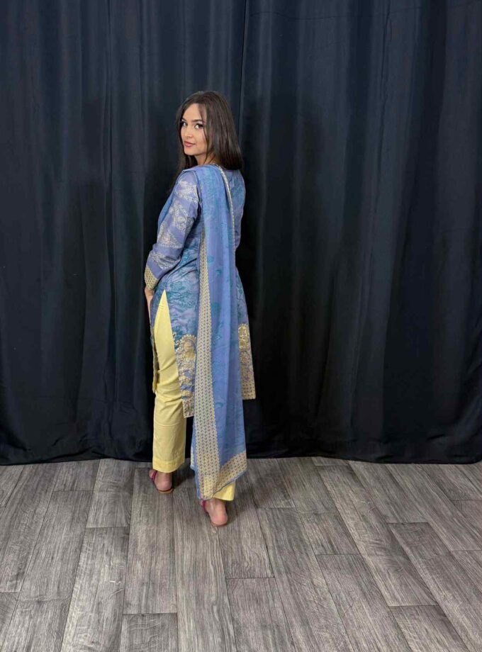 Lawn suit met chiffon dupatta artikel 12197