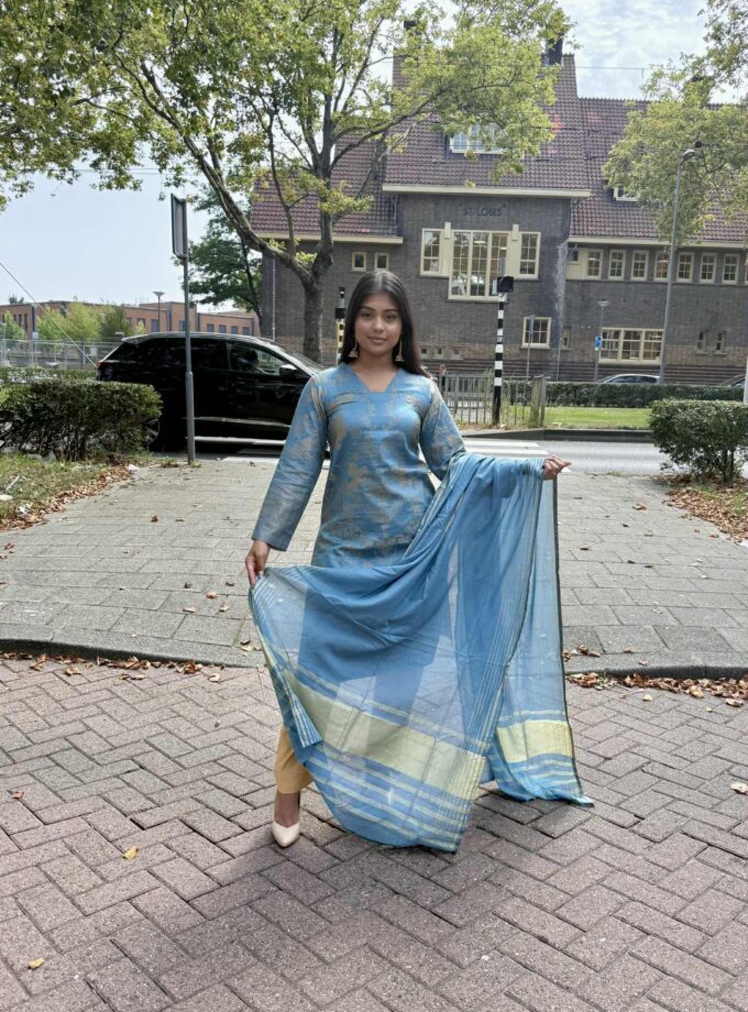 Jacquard stijl driedelig suit artikel 12206