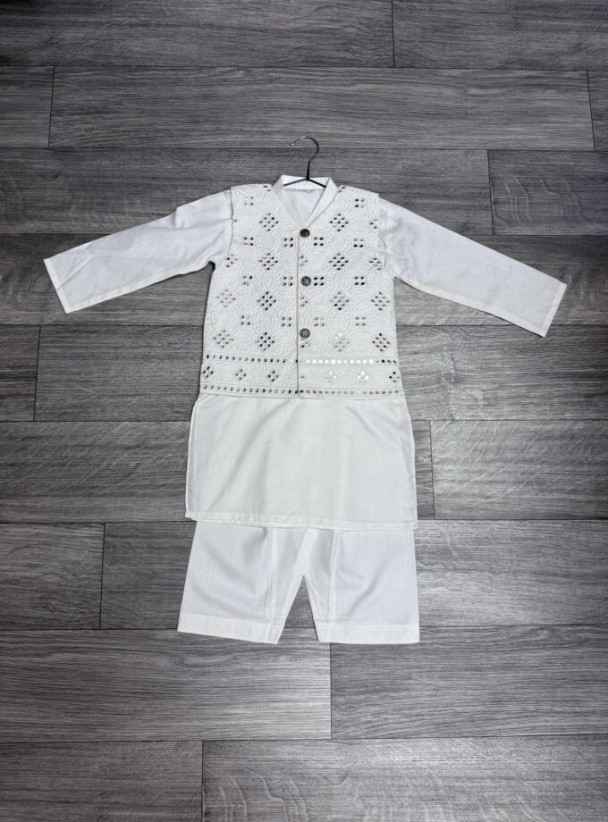 Katoenen shalwaar kameez met waistcoat artikel 12036 maat 74/80 116 122 122/128