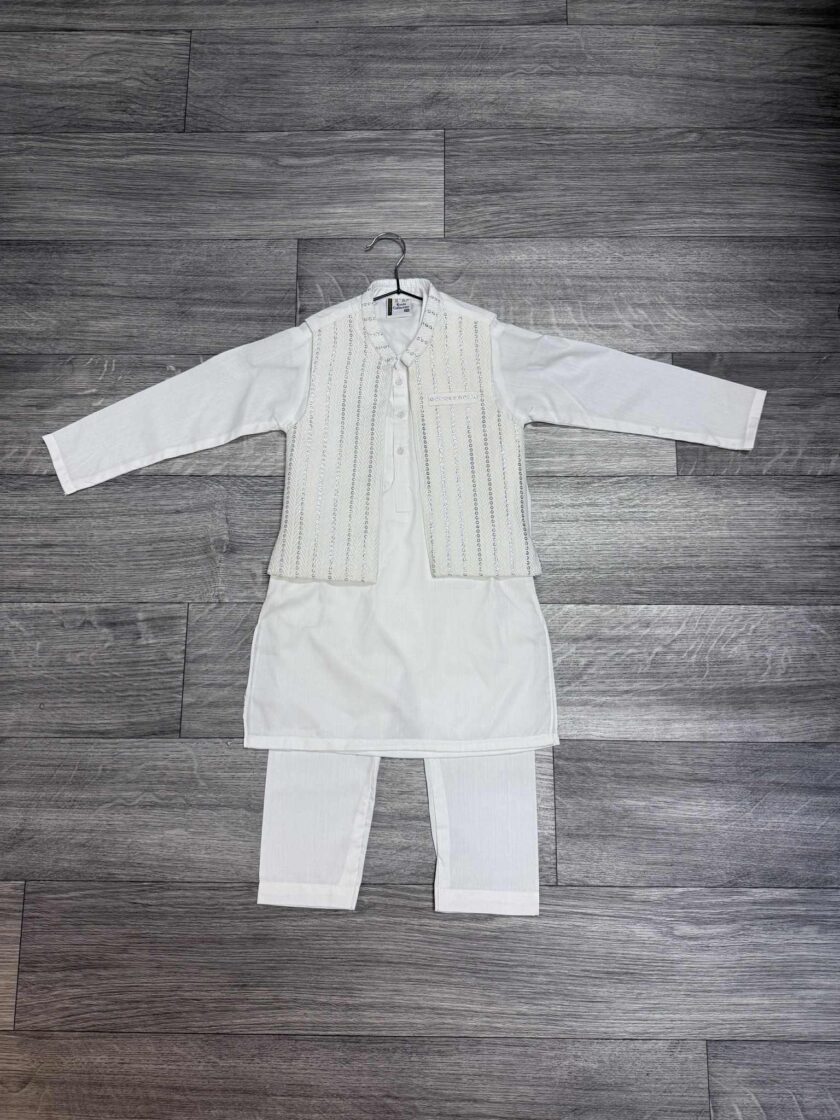 Katoenen shalwaar kameez met waistcoat artikel 12042 maat 116 122 122/128