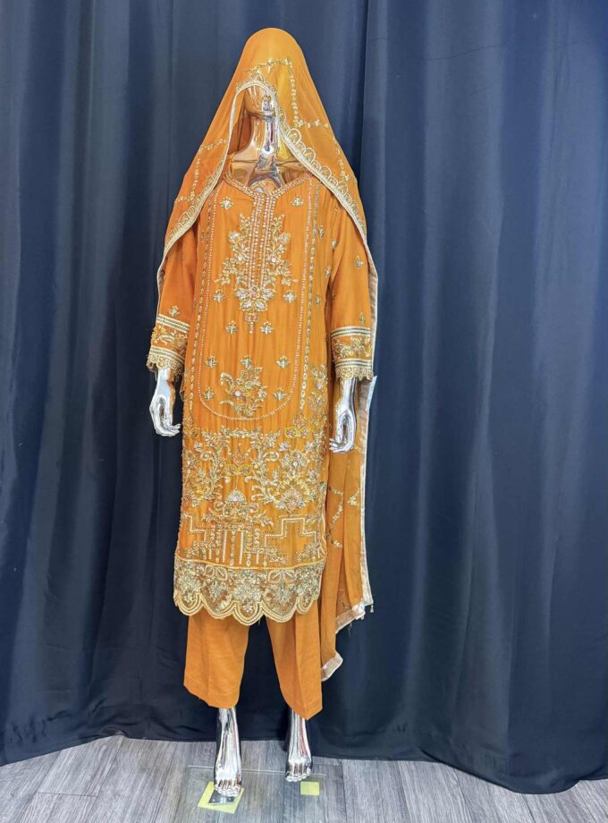 Chiffon fancy suit volledig bewerkt 12134